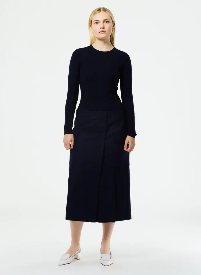 Women Tibi Knitwear and Sweatshirts Feather Weight Ribbed Crewneck Pullover Sweater