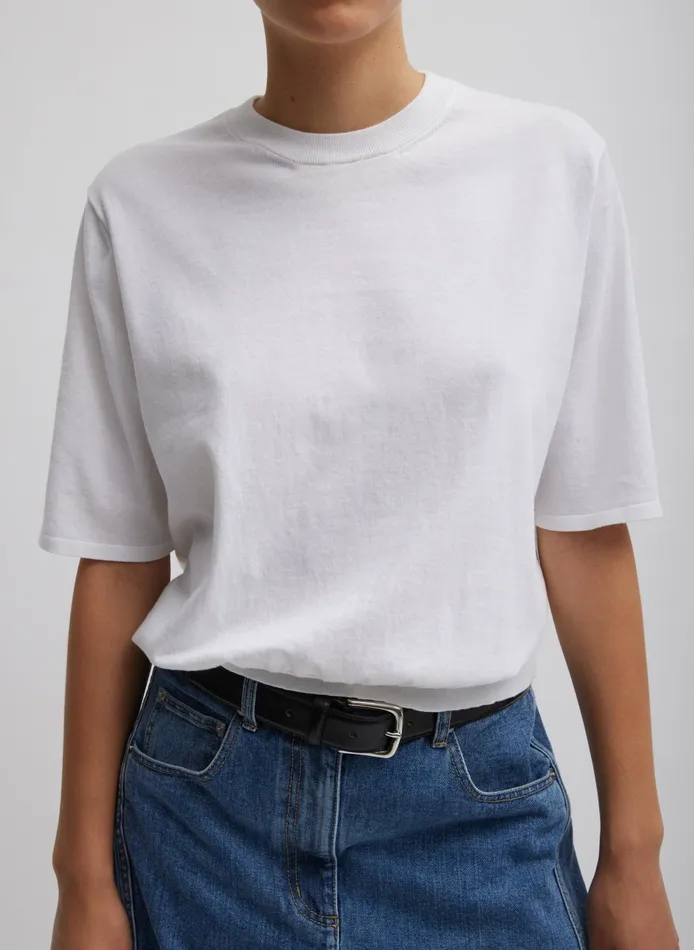 Women Tibi Knitwear and Sweatshirts Super Fine Gauge Perfect Short Sleeve Men039s Pullover
