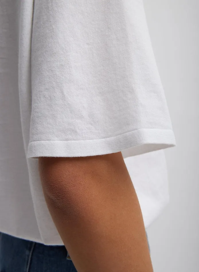 Women Tibi Knitwear and Sweatshirts Super Fine Gauge Perfect Short Sleeve Men039s Pullover