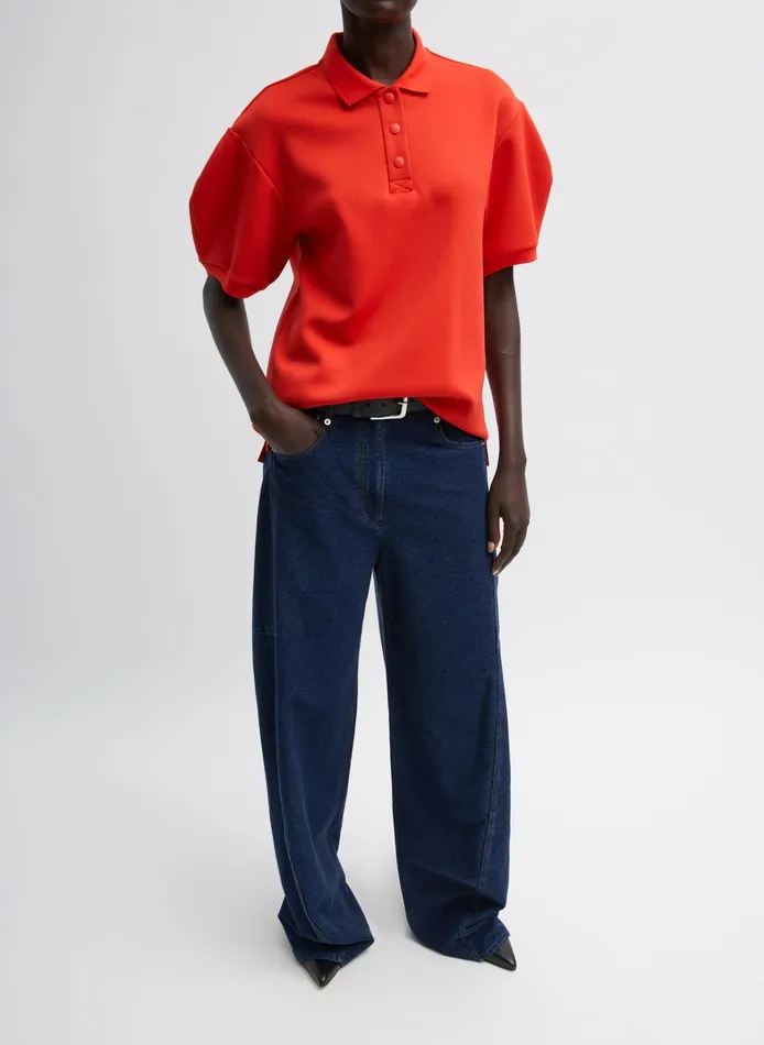 Women Tibi Pants and Shorts Indigo Barre Denim Knit Sid Jean