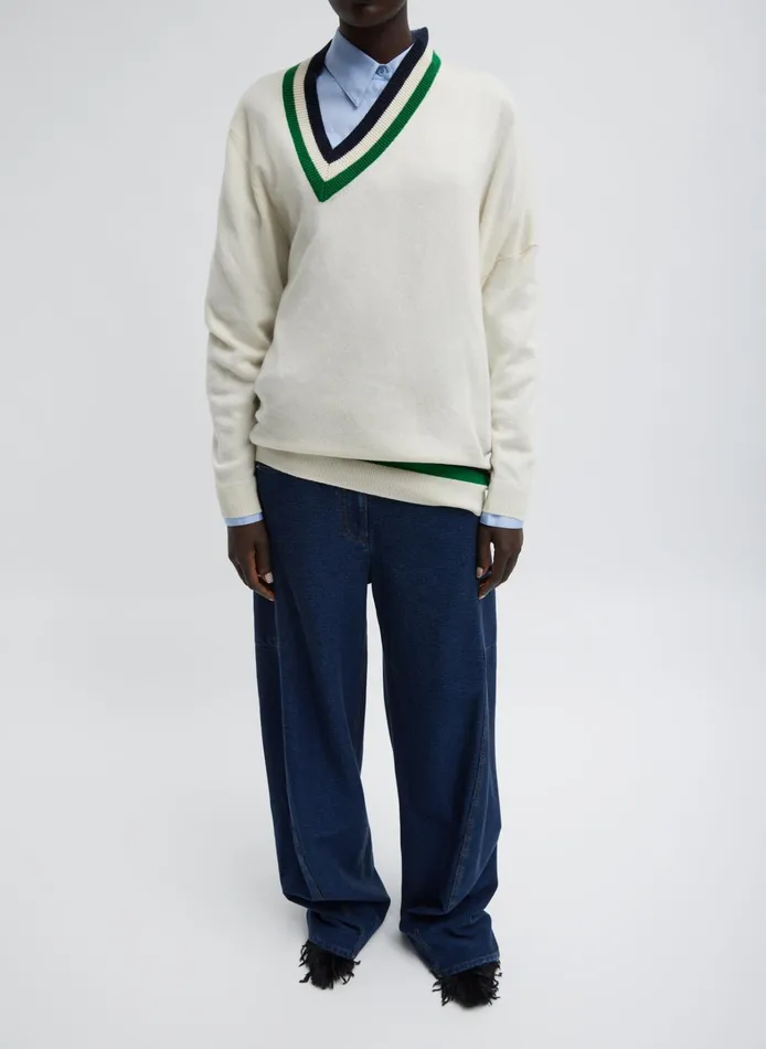 Women Tibi Pants and Shorts Indigo Barre Denim Knit Sid Jean