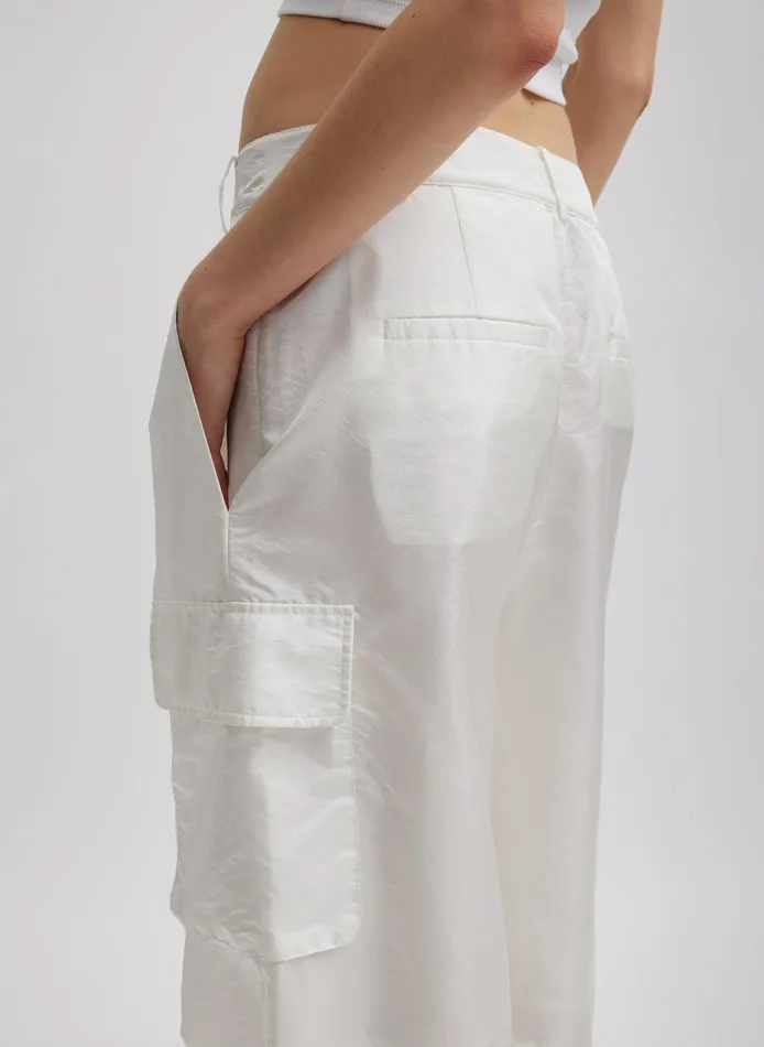 Women Tibi Pants and Shorts Stella Crispy Nylon Pleated Cargo Pant