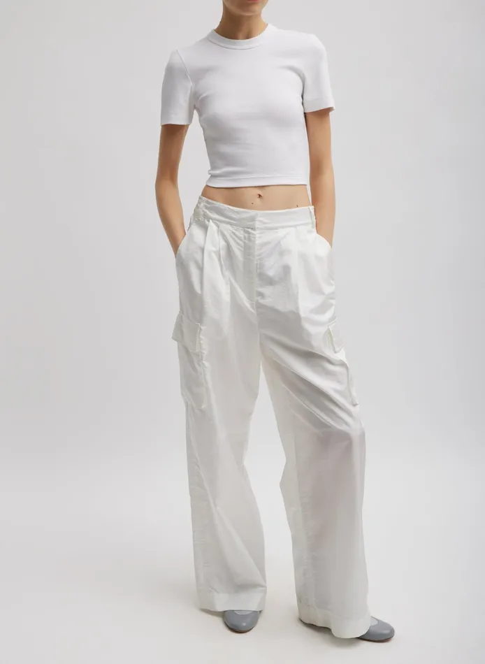 Women Tibi Pants and Shorts Stella Crispy Nylon Pleated Cargo Pant