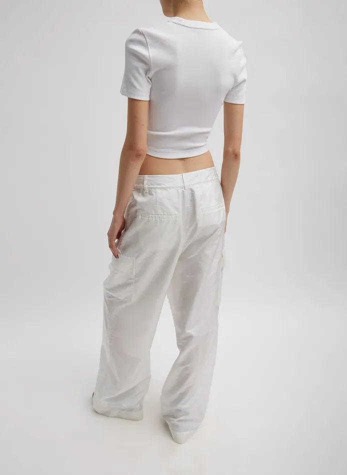 Women Tibi Pants and Shorts Stella Crispy Nylon Pleated Cargo Pant