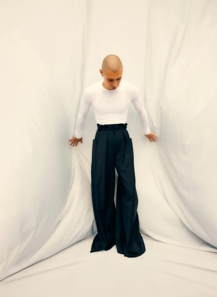 Women Tibi Pants and Shorts Tropical Wool Walker Wide Leg Pant