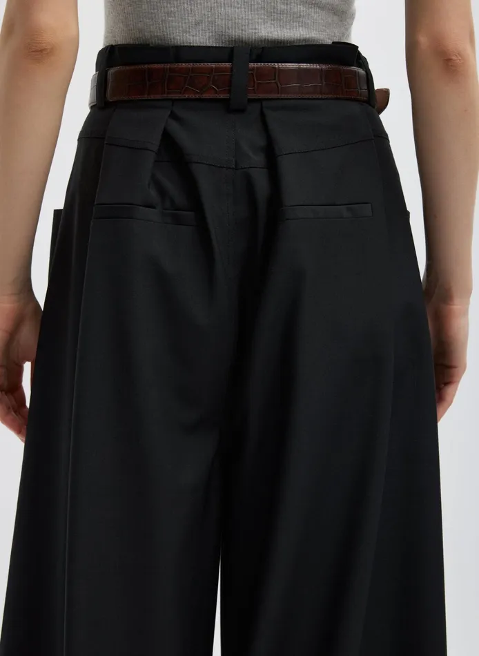 Women Tibi Pants and Shorts Tropical Wool Walker Wide Leg Pant