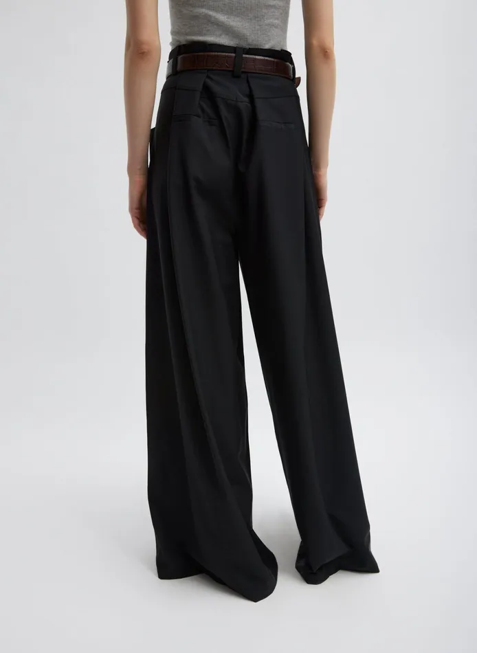 Women Tibi Pants and Shorts Tropical Wool Walker Wide Leg Pant