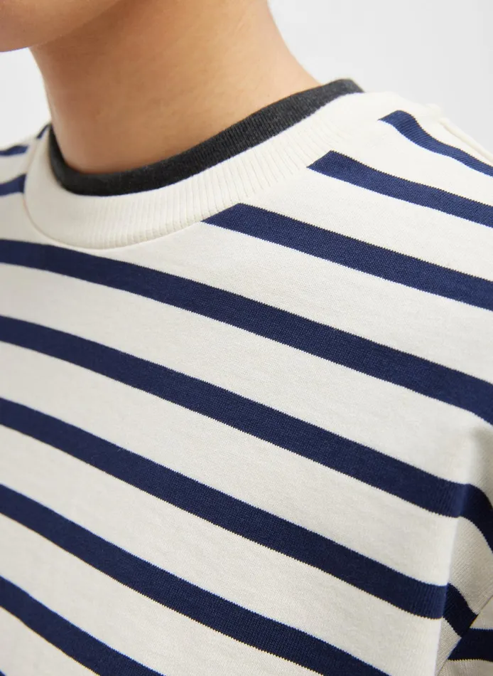 Women Tibi Tops Striped Perfect TShirt Crewneck Unisex Long Sleeve TShirt