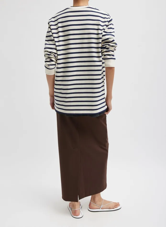 Women Tibi Tops Striped Perfect TShirt Crewneck Unisex Long Sleeve TShirt