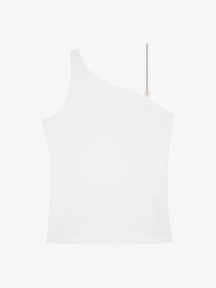 Women Tops and Shirts Givenchy Asymmetric Top In Cotton With Chain Detail White