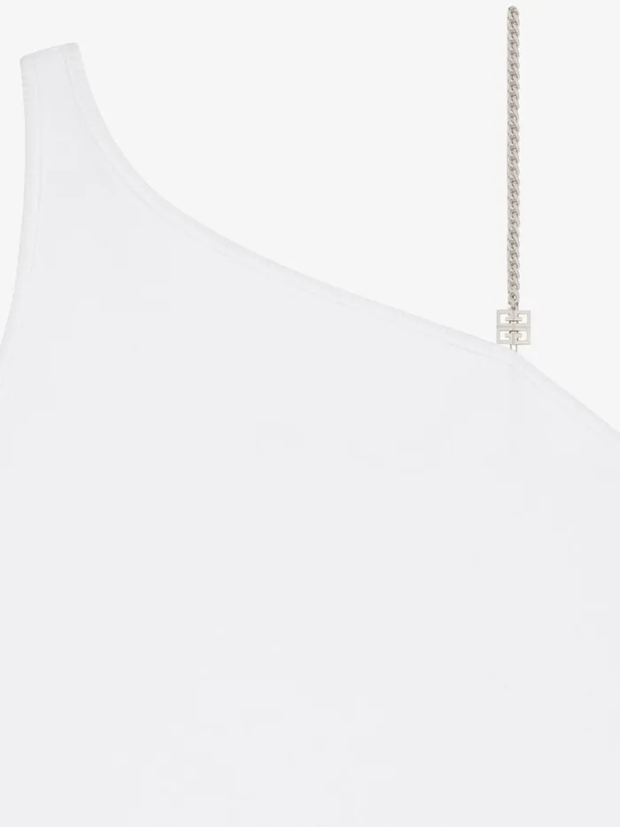 Women Tops and Shirts Givenchy Asymmetric Top In Cotton With Chain Detail White