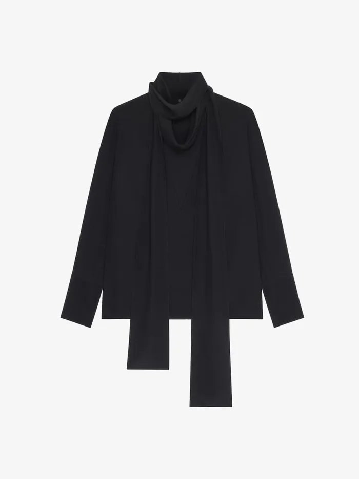 Women Tops and Shirts Givenchy Blouse In Silk With Long Removable Lavalliere Black