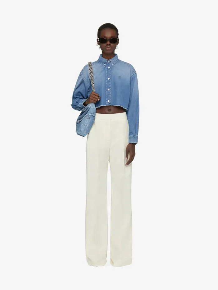 Women Tops and Shirts Givenchy Cropped Shirt In Denim Light Blue