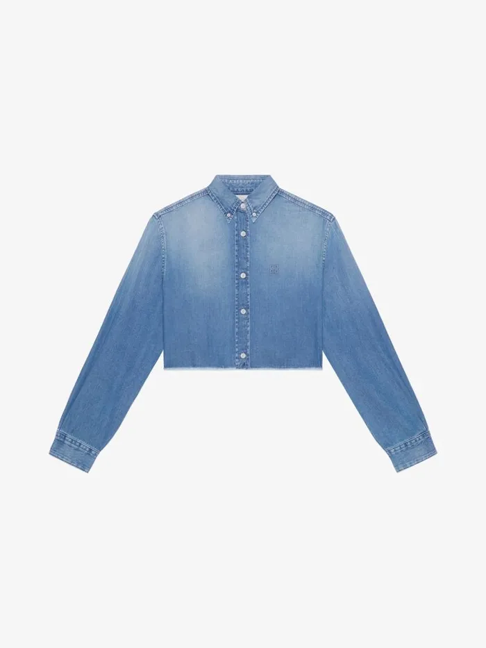 Women Tops and Shirts Givenchy Cropped Shirt In Denim Light Blue