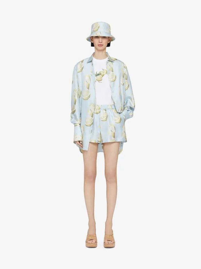 Women Tops and Shirts Givenchy Oversized Shirt In Silk With Lemon Print Blueyellow Women Tops and Shirts Givenchy Oversized Shirt In Silk With Lemon Print Blueyellow