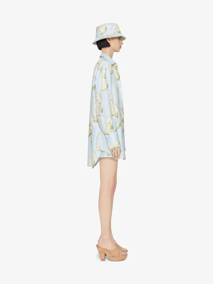 Women Tops and Shirts Givenchy Oversized Shirt In Silk With Lemon Print Blueyellow
