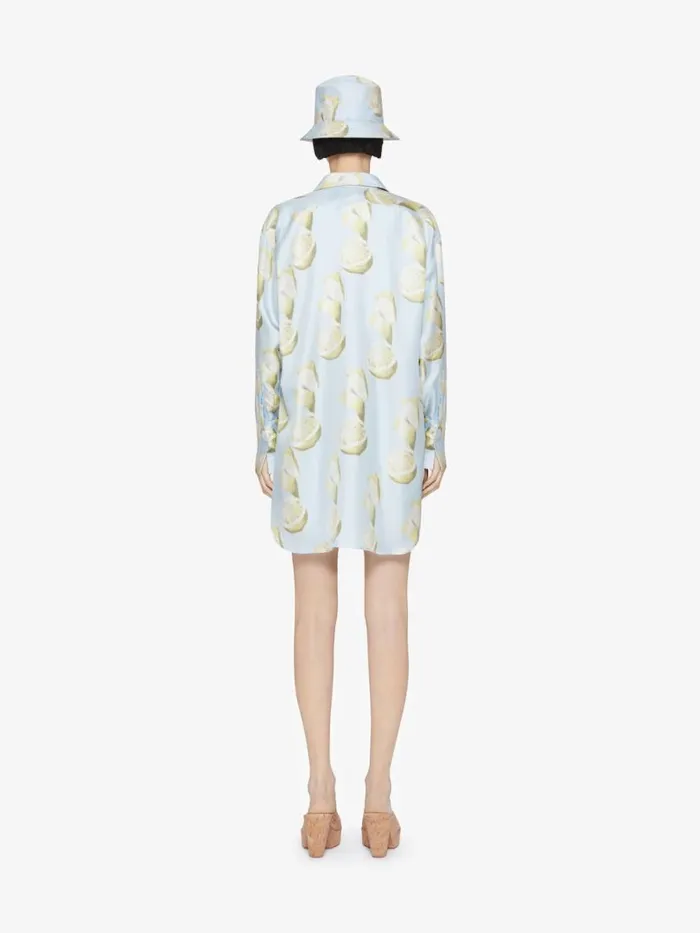 Women Tops and Shirts Givenchy Oversized Shirt In Silk With Lemon Print Blueyellow
