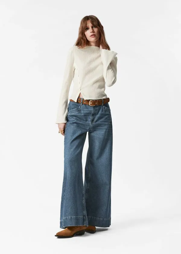 Women Tops and Tshirts and Other Stories BoatNeck FlaredSleeve Top White