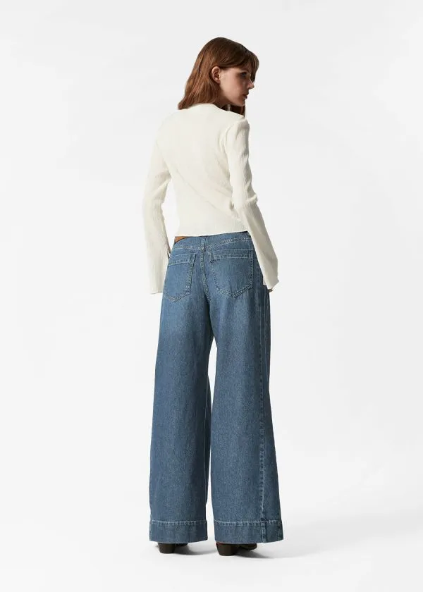 Women Tops and Tshirts and Other Stories BoatNeck FlaredSleeve Top White
