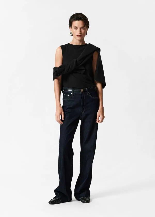 Women Tops and Tshirts and Other Stories BoatNeck Tank Top Black