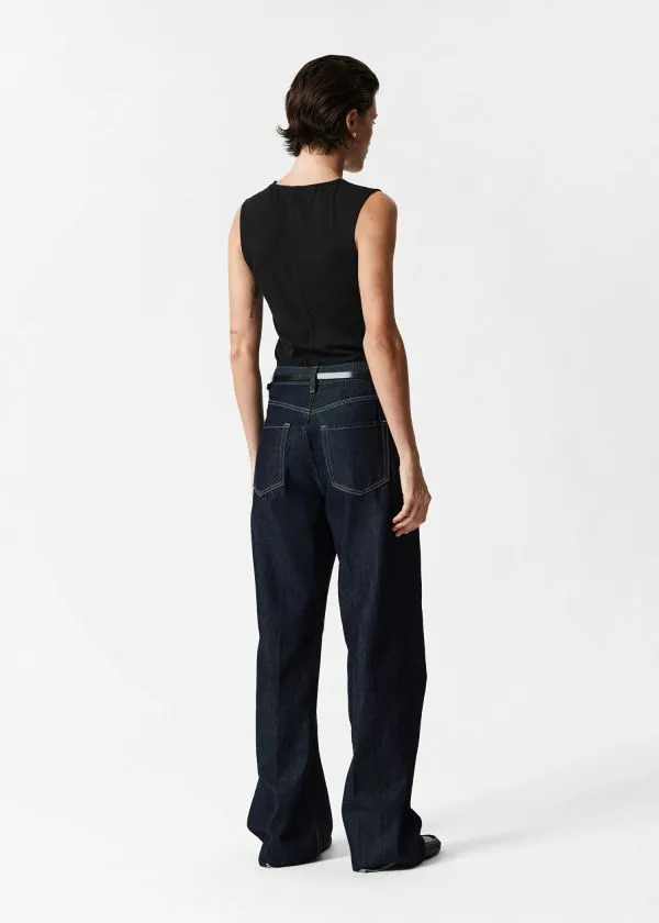 Women Tops and Tshirts and Other Stories BoatNeck Tank Top Black