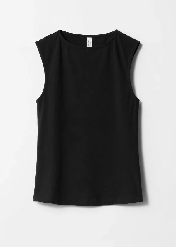 Women Tops and Tshirts and Other Stories BoatNeck Tank Top Black