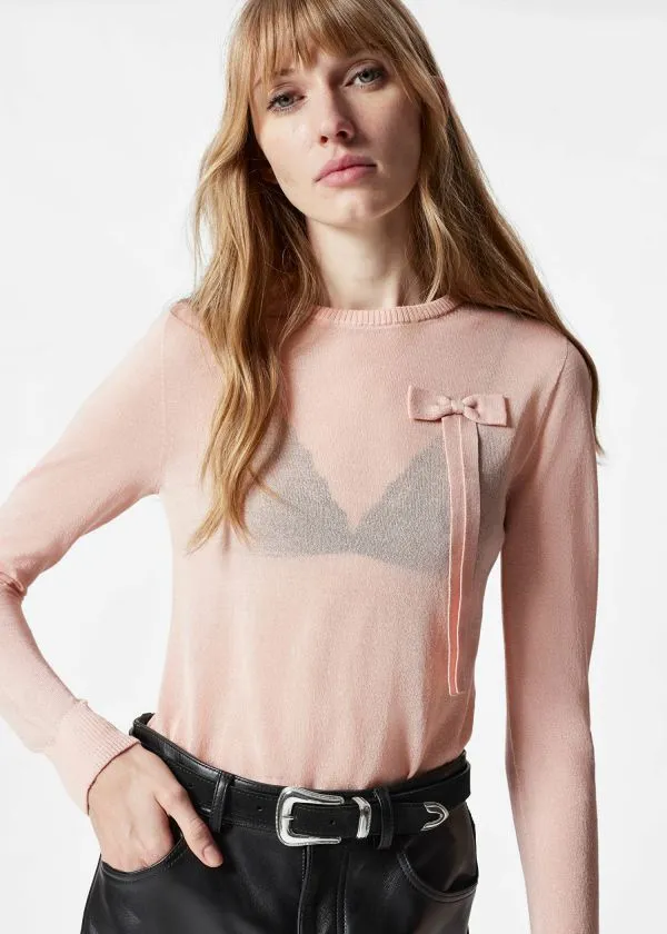 Women Tops and Tshirts and Other Stories BowDetail Jumper Light Pink