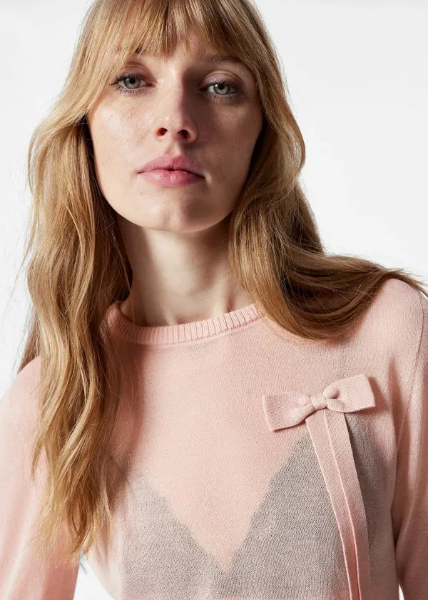 Women Tops and Tshirts and Other Stories BowDetail Jumper Light Pink