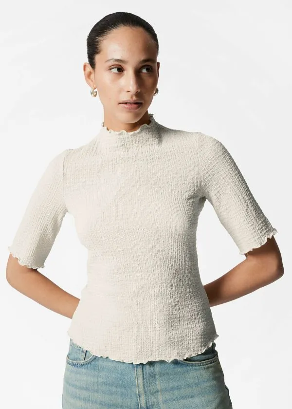 Women Tops and Tshirts and Other Stories Crinkled LettuceEdge Top Ivory