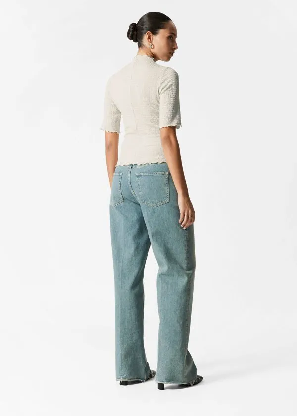 Women Tops and Tshirts and Other Stories Crinkled LettuceEdge Top Ivory