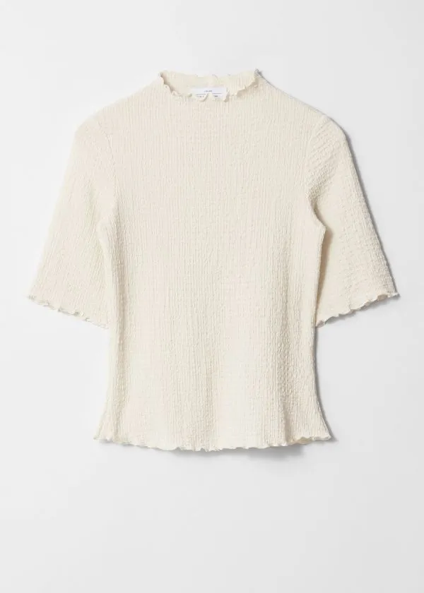 Women Tops and Tshirts and Other Stories Crinkled LettuceEdge Top Ivory