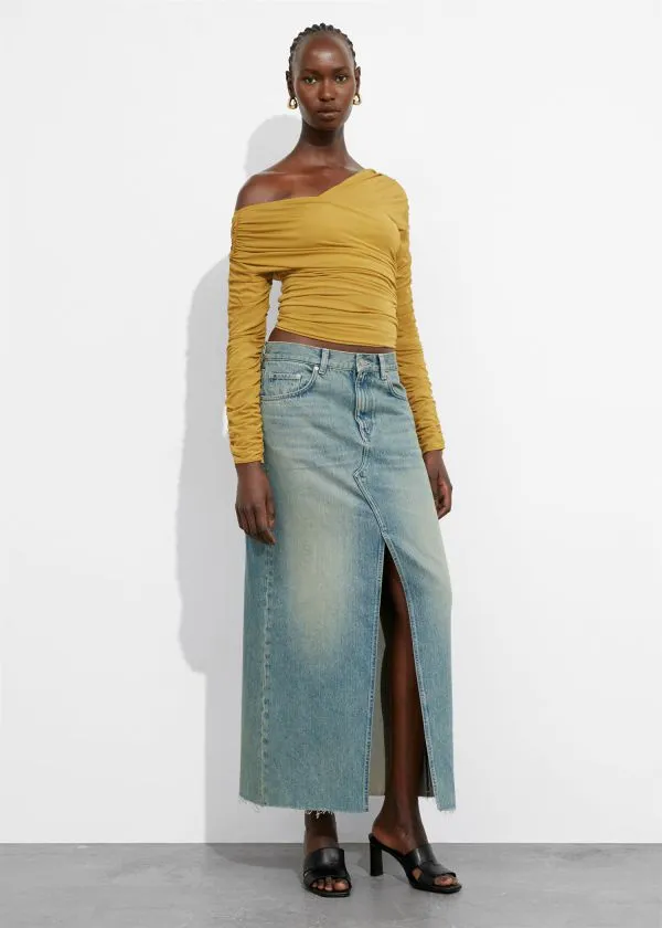 Women Tops and Tshirts and Other Stories Draped OneShoulder Top Yellow