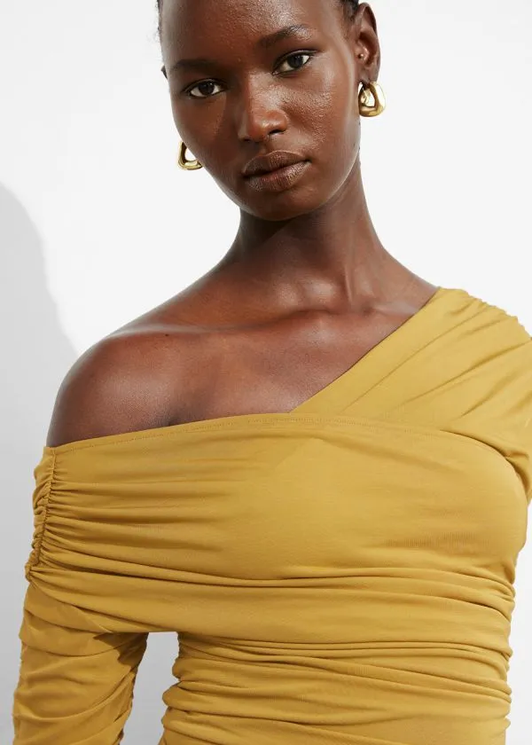 Women Tops and Tshirts and Other Stories Draped OneShoulder Top Yellow
