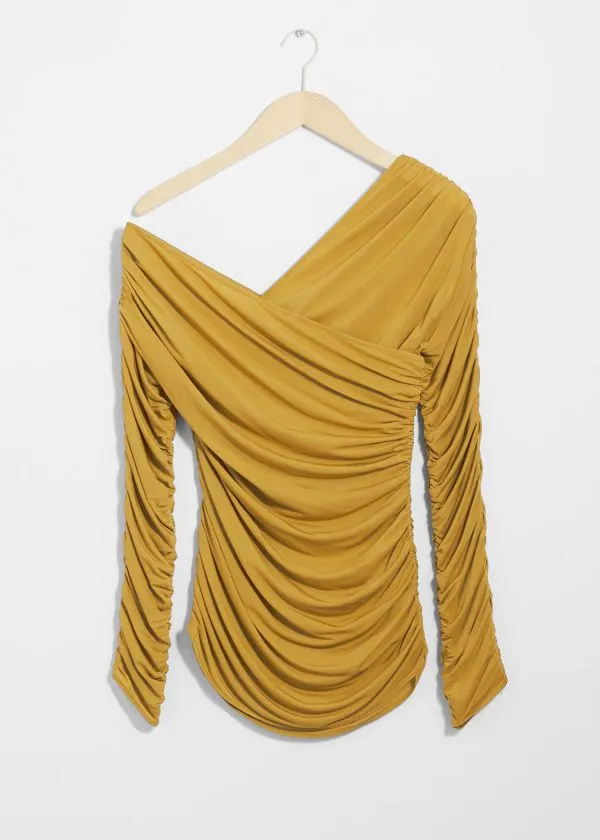 Women Tops and Tshirts and Other Stories Draped OneShoulder Top Yellow