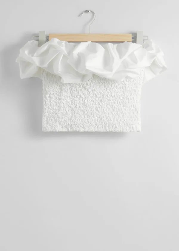Women Tops and Tshirts and Other Stories OffShoulder Bubble Top White