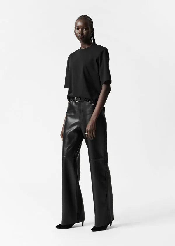 Women Tops and Tshirts and Other Stories PaddedShoulder Cotton TShirt Black