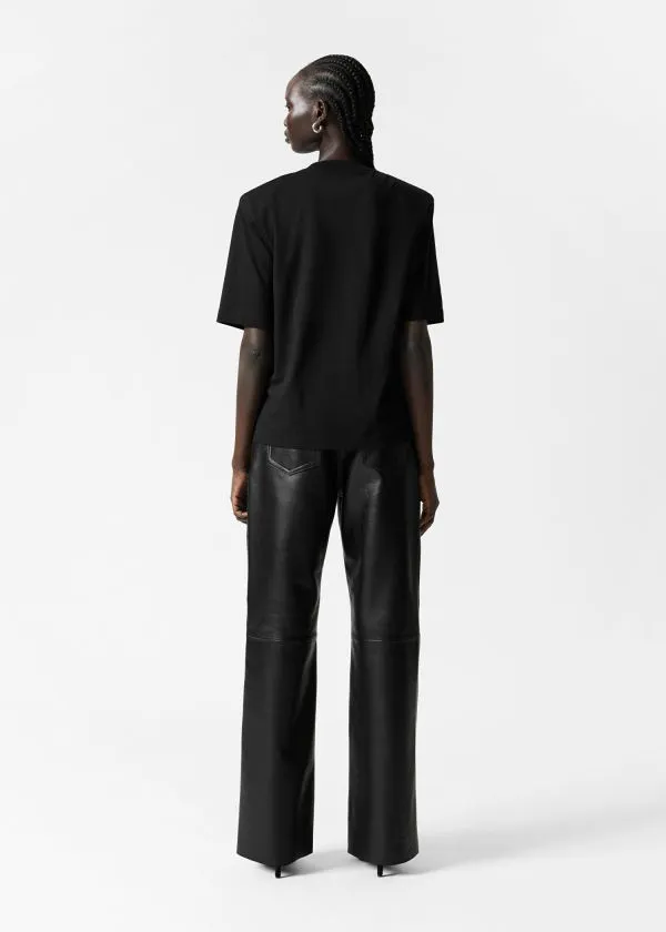 Women Tops and Tshirts and Other Stories PaddedShoulder Cotton TShirt Black