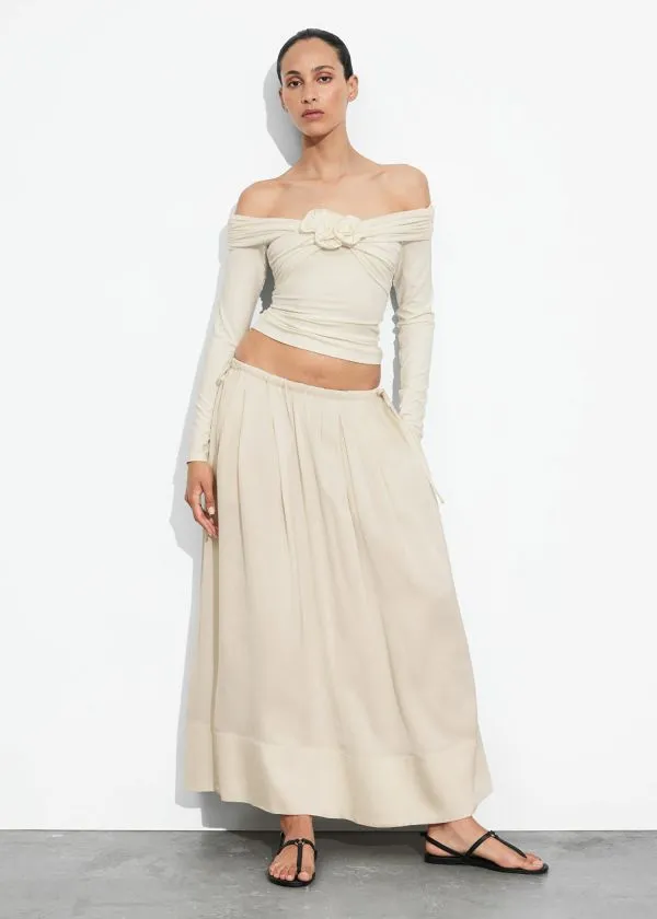 Women Tops and Tshirts and Other Stories Ruched OffShoulder Top Cream