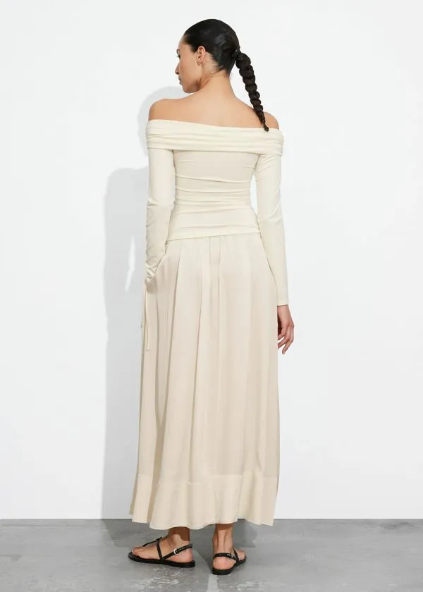 Women Tops and Tshirts and Other Stories Ruched OffShoulder Top Cream