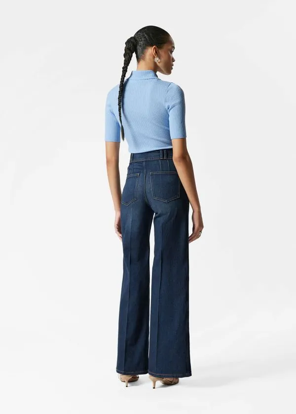 Women Tops and Tshirts and Other Stories Scalloped RibKnit Top Light Blue