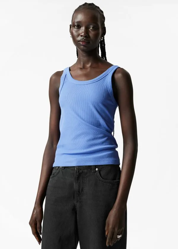 Women Tops and Tshirts and Other Stories ScoopNeck Tank Top Blue