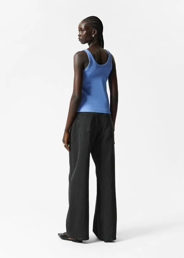 Women Tops and Tshirts and Other Stories ScoopNeck Tank Top Blue