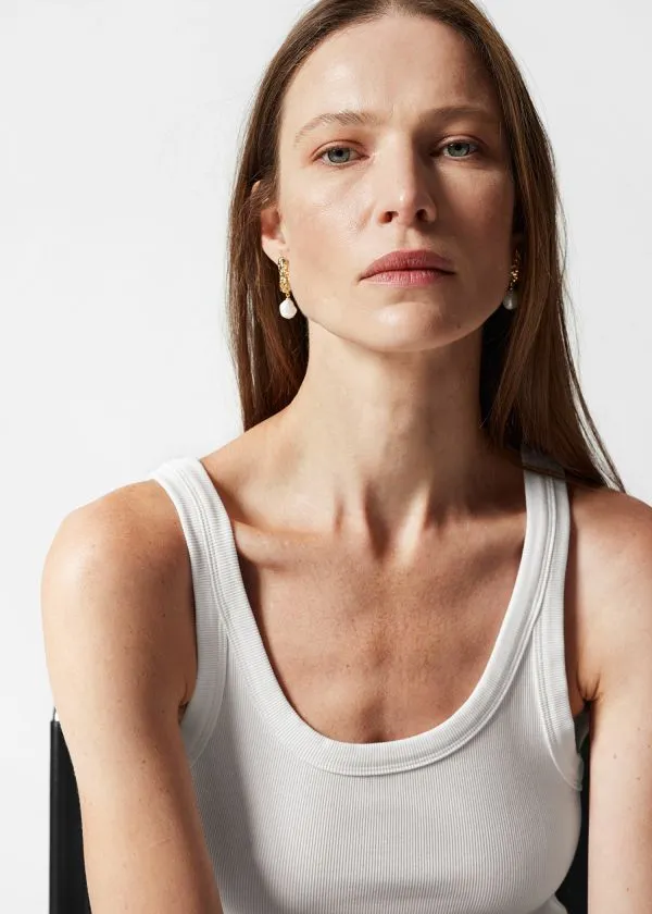 Women Tops and Tshirts and Other Stories ScoopNeck Tank Top White