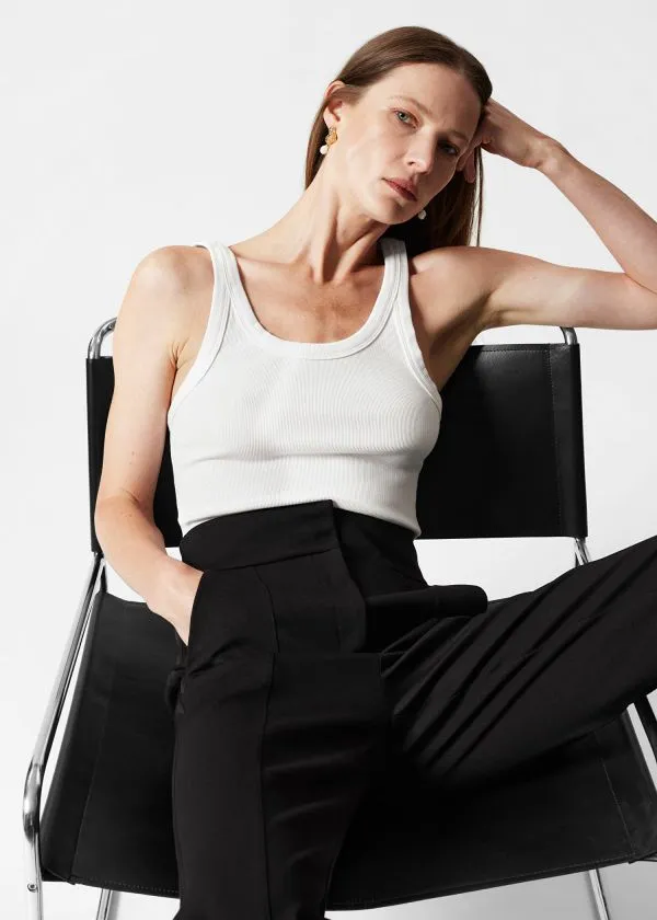 Women Tops and Tshirts and Other Stories ScoopNeck Tank Top White