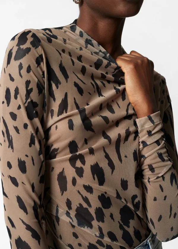 Women Tops and Tshirts and Other Stories Sheer Top Leopard