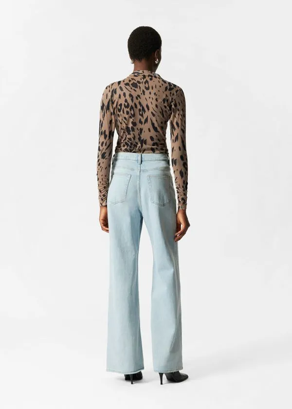 Women Tops and Tshirts and Other Stories Sheer Top Leopard