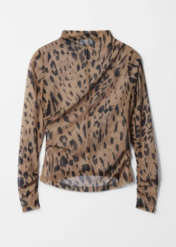 Women Tops and Tshirts and Other Stories Sheer Top Leopard