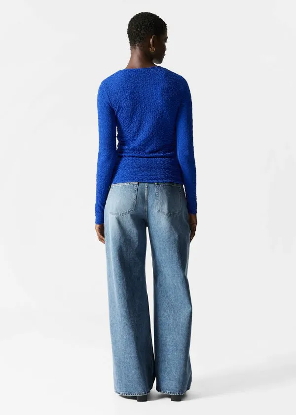 Women Tops and Tshirts and Other Stories Smocked LongSleeve Top Blue