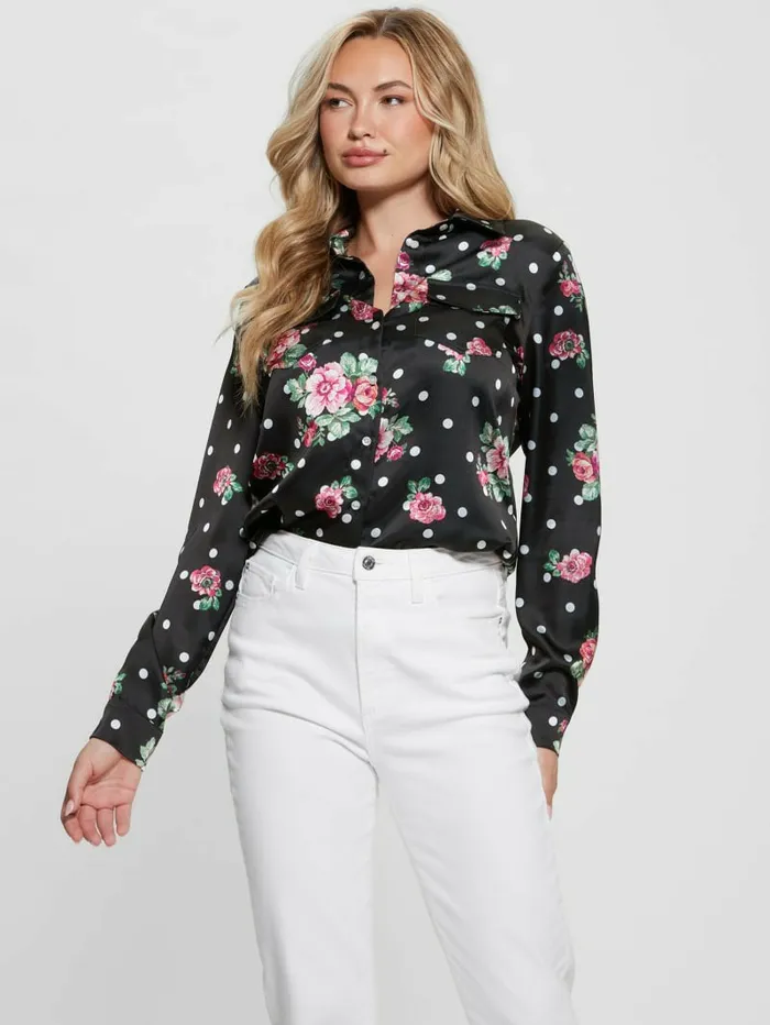 Women Tops GUESS Linda Print Top Flower Polka Dots