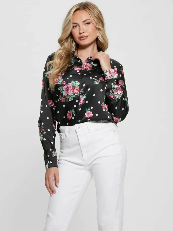 Women Tops GUESS Linda Print Top Flower Polka Dots Women Tops GUESS Linda Print Top Flower Polka Dots
